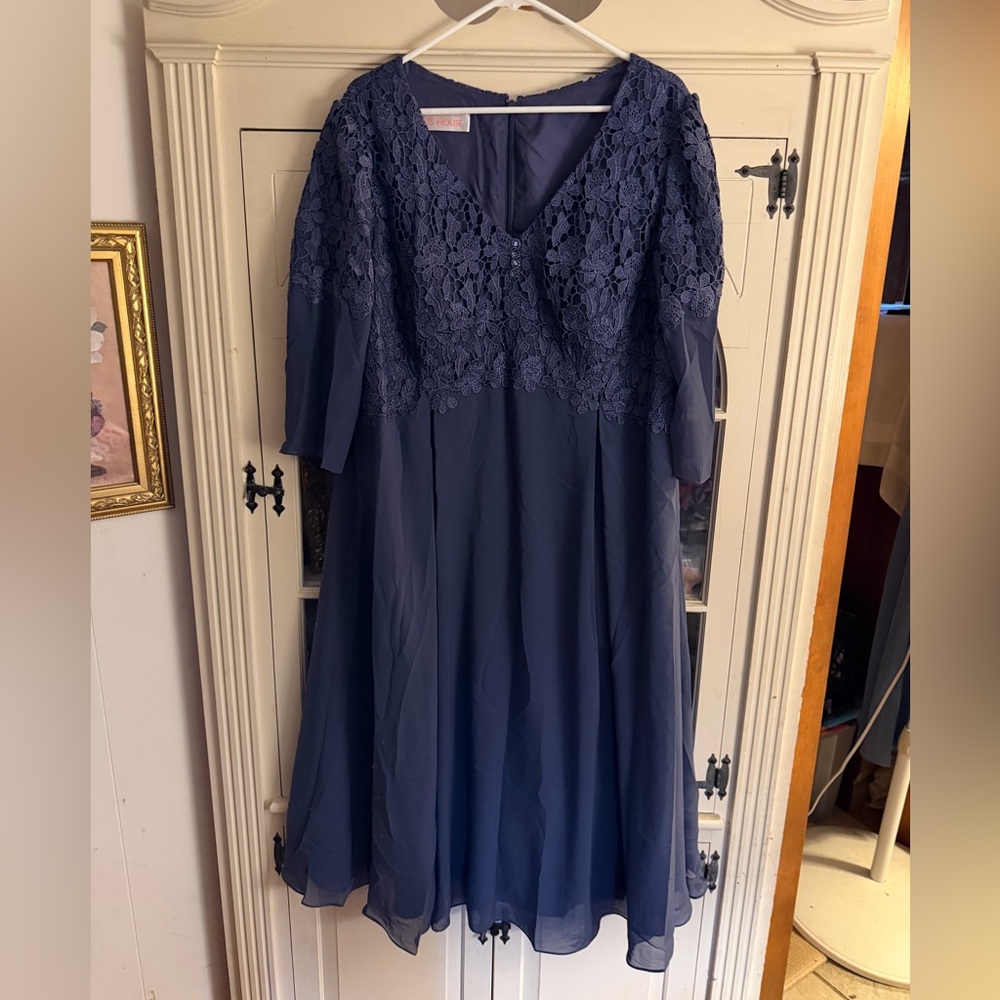 JJs House Navy Blue Lace Wedding Dress